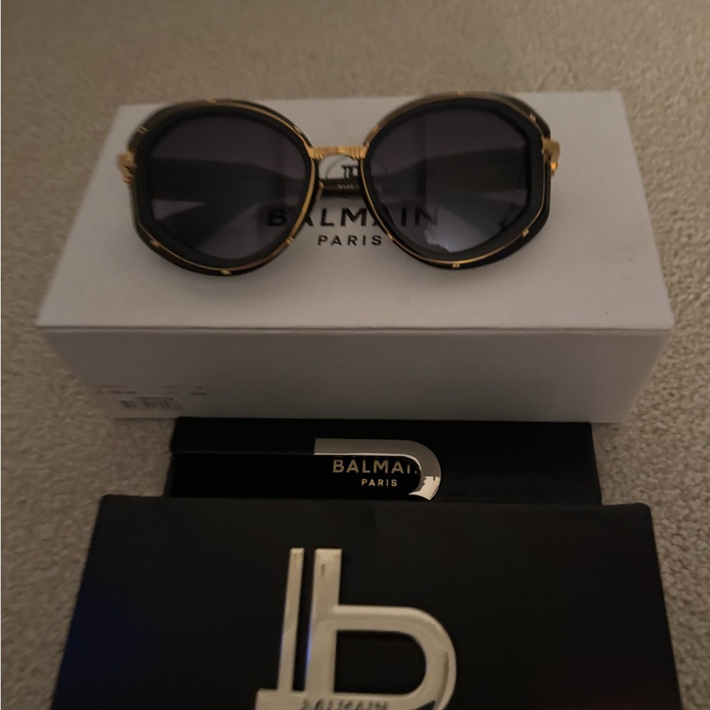 Balmain Paris Black and Gold Sunglasses